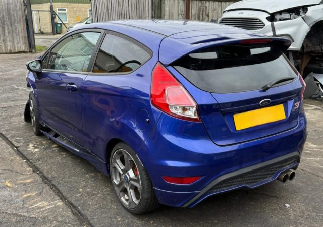 Damaged blue Ford Fiesta